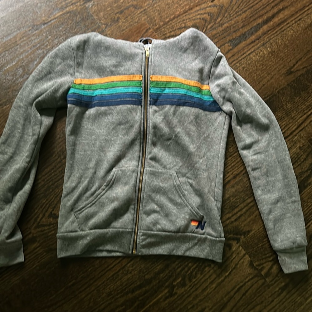 Aviator Nation 5 stripe full zip hoodie
